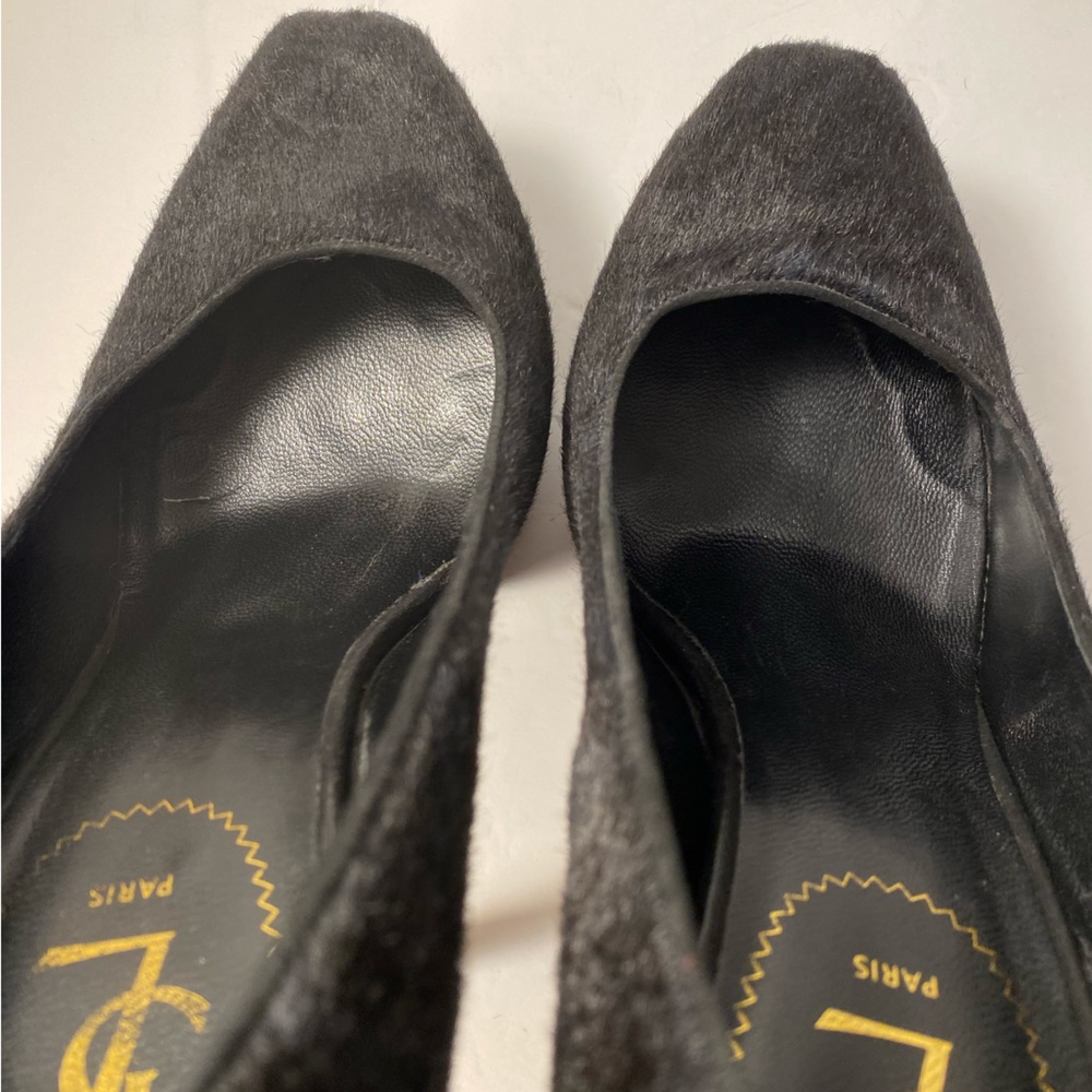 YSL Yves Saint Laurent tribtoo Ponyhair leopard print pumps heels black 40 - Picture 6 of 12